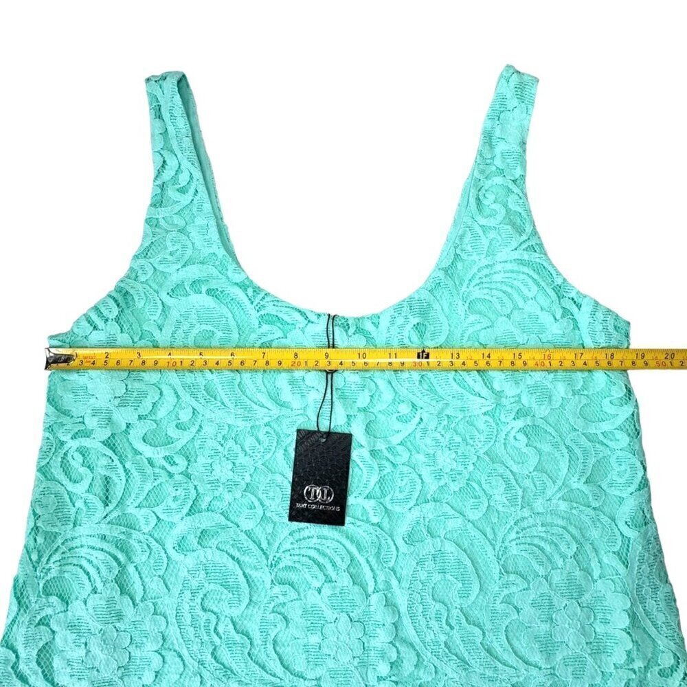 NWT Tart Collections Floral Lace Tank Top Sz.L Mint Green Scoop Neck Fairy - Picture 5 of 11